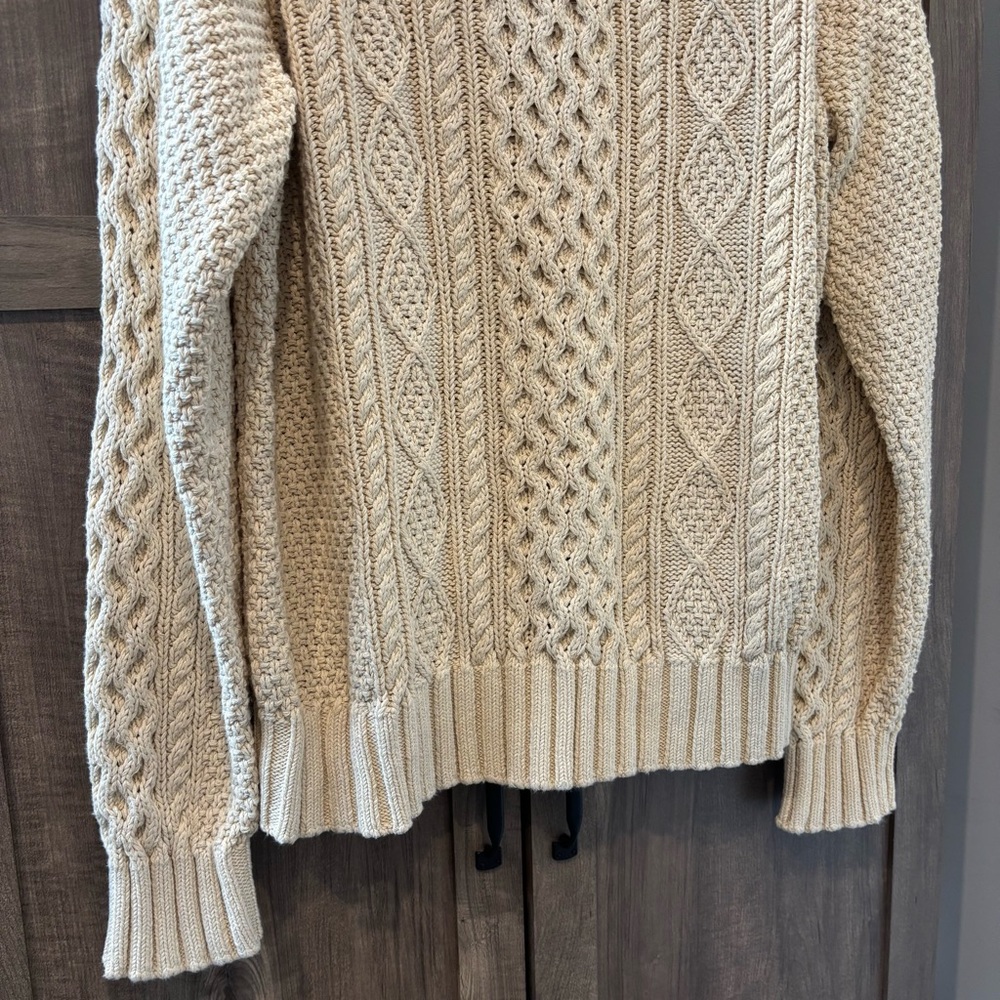 L.L. Bean Men's Signature Cotton Fisherman Sweater in Beige Large - Picture 7 of 13